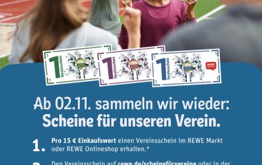 Ab dem 02.11.2020 gibt wieder “Scheine für Vereine” Ab dem 02.11.2020 gibt wieder “Scheine für Vereine”